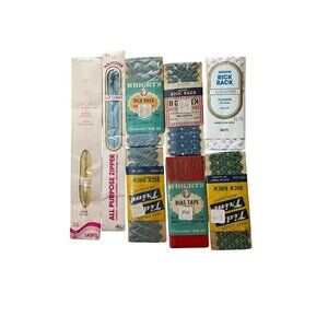 New old stock Vintage Sewing Supply Lot of 8 Zippers Rick Rack Bias Tape & More